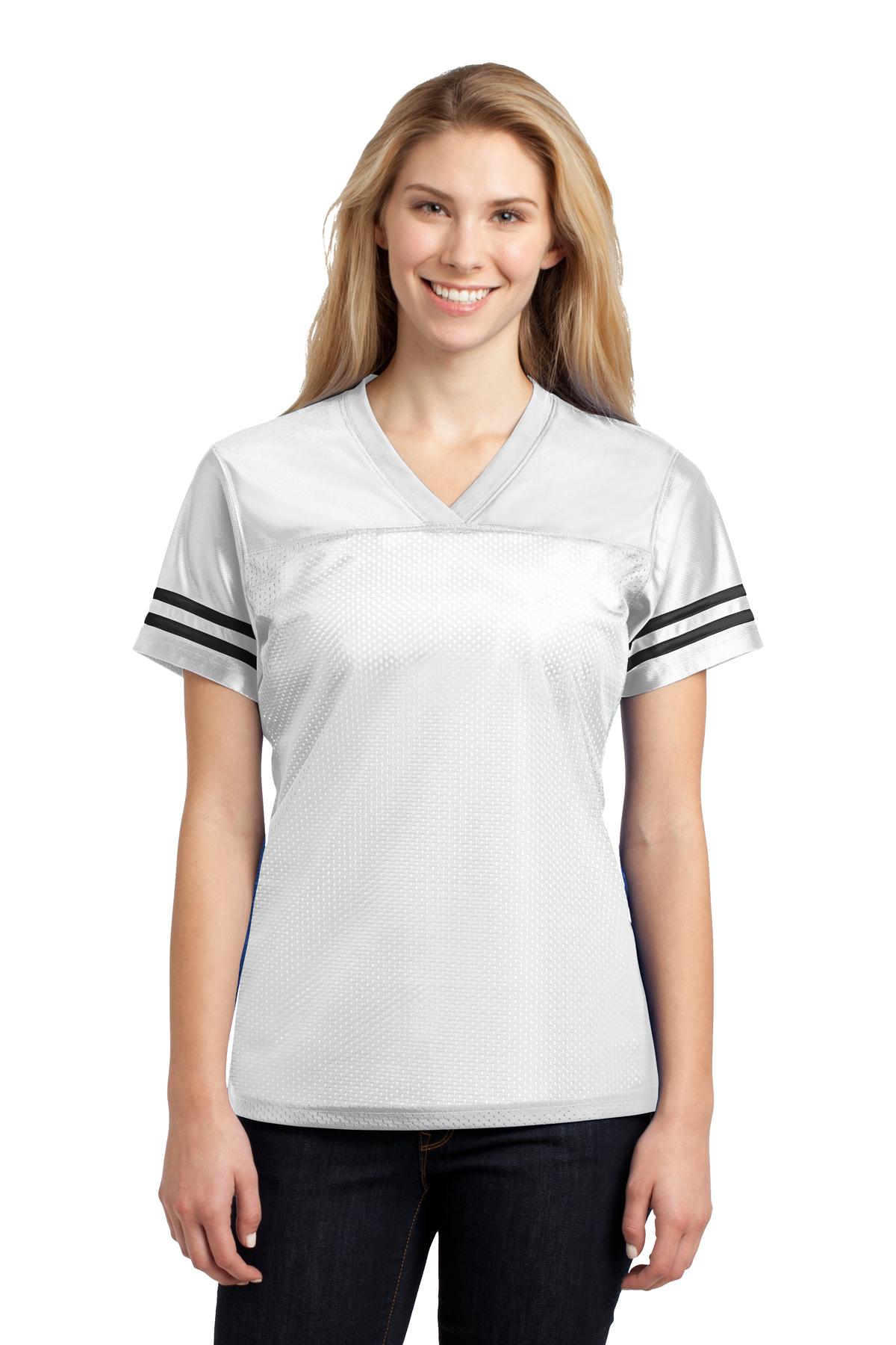 Sport Tek Women's Posi Charge Replica Jersey Lst307 White / Black