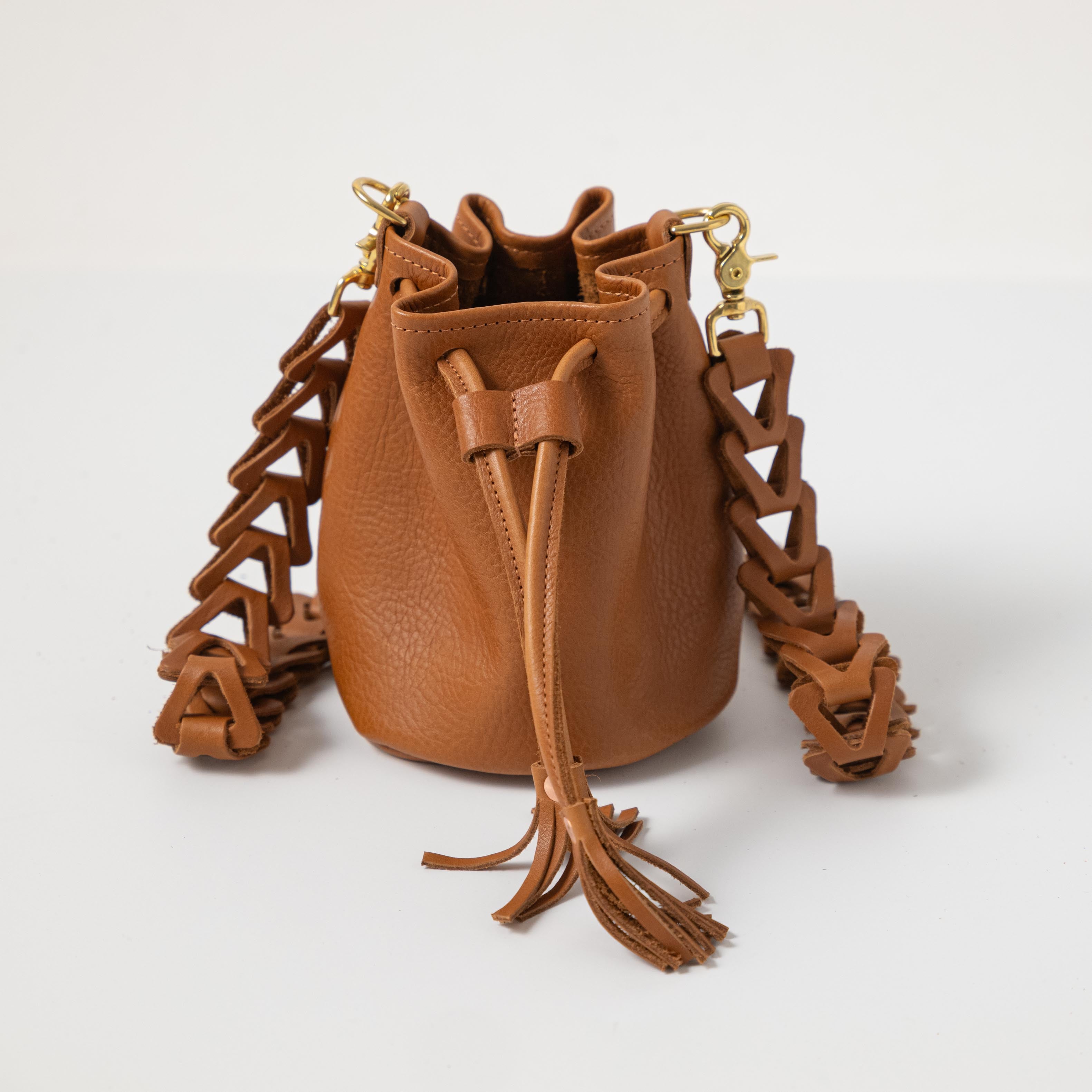 Leather Mini Bucket Bag | Handmade leather crossbody bag by KMM & Co.