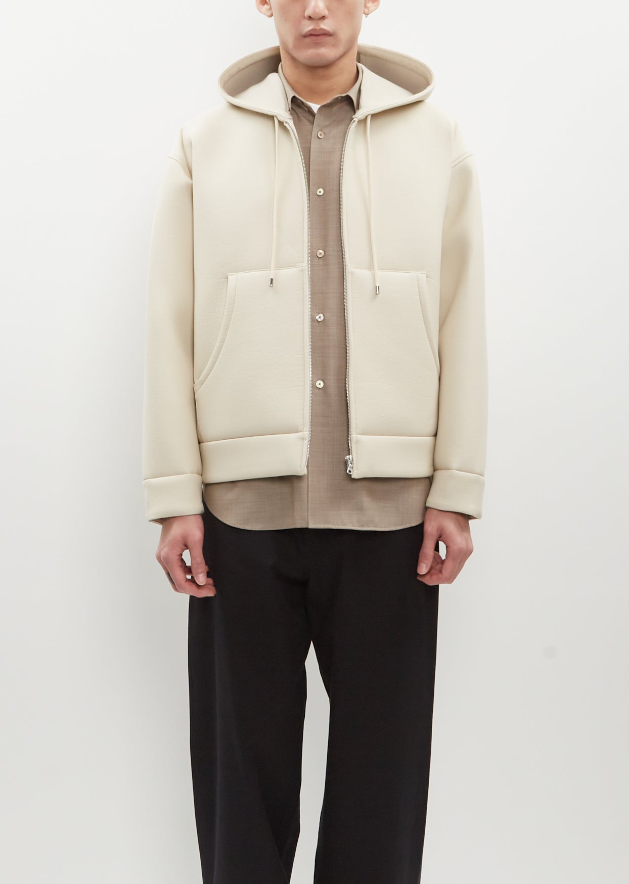 Sponge Tropical Wool Zip Hoodie — Ivory – La Garçonne