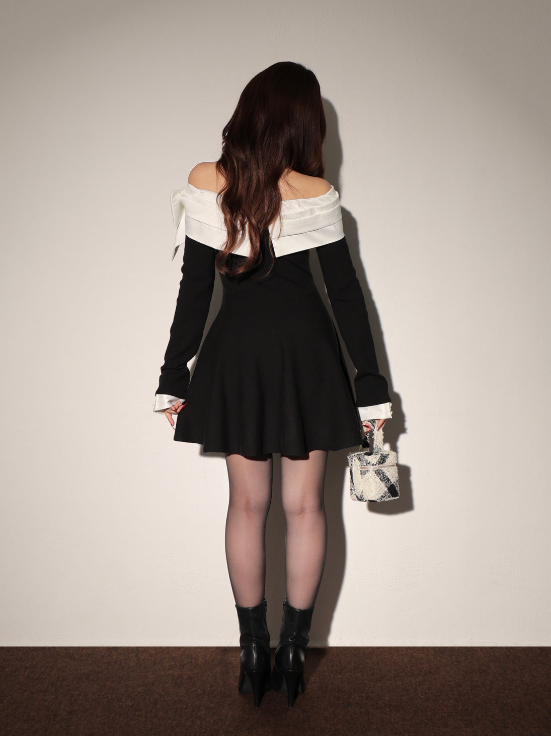 Off shoulder ribbon knit mini onepiece(eme10556) – M me eme