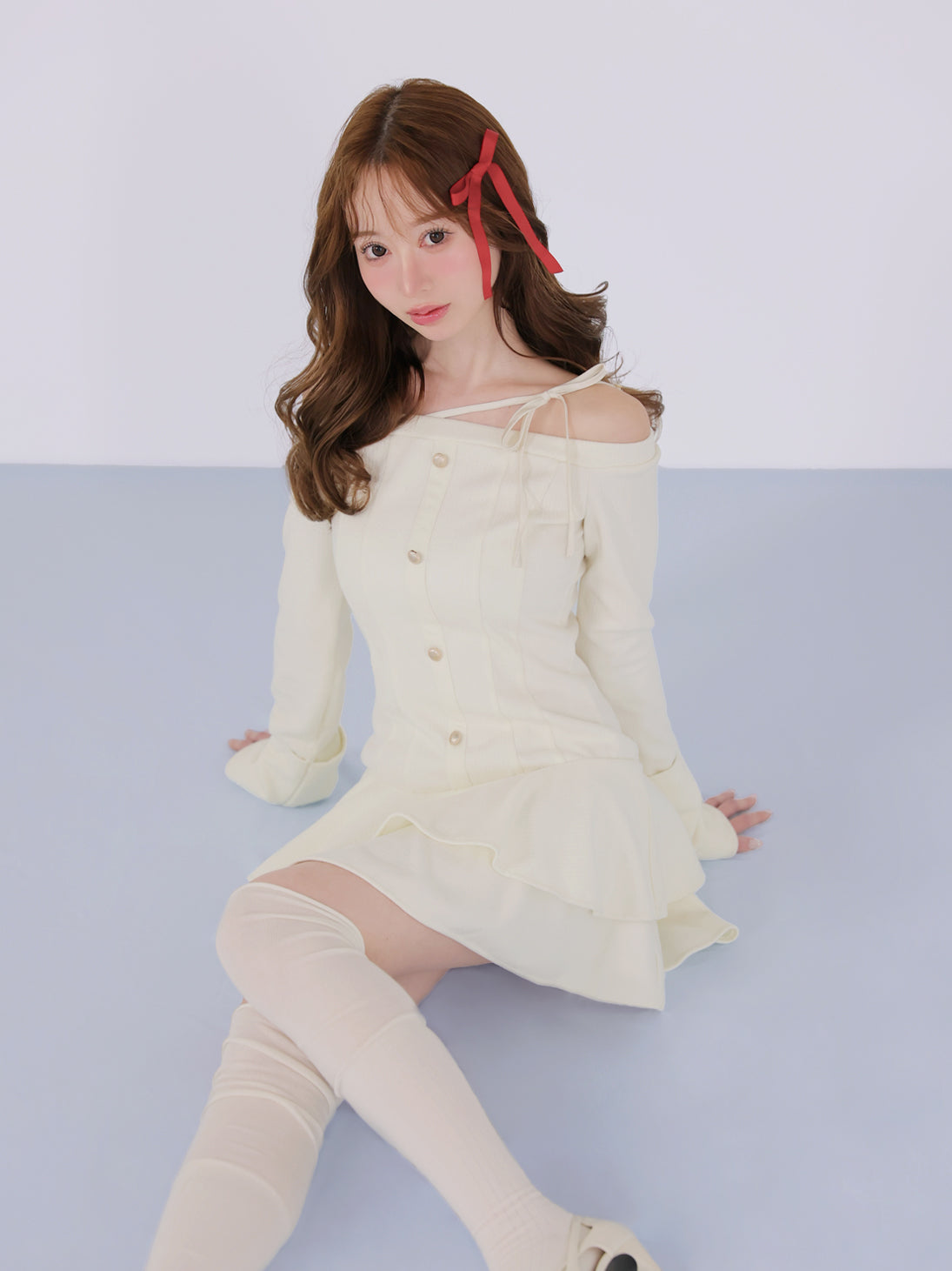 Tiered ribbon ensemble onepiece エムミーエメ Tiered ribbon