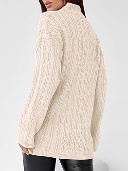 Imily Bela Womens Cable Knit Quarter Zip Sweater V Neck Collared