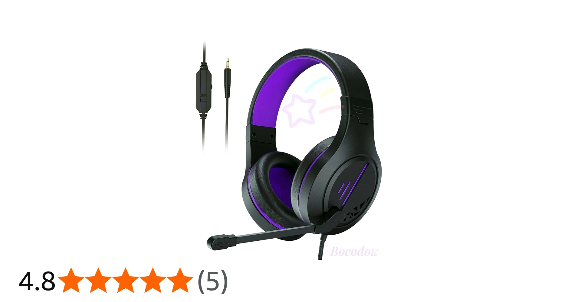 Amazon.co.jp: Bocodow パープル ゲーミングヘッドセット マイク付き