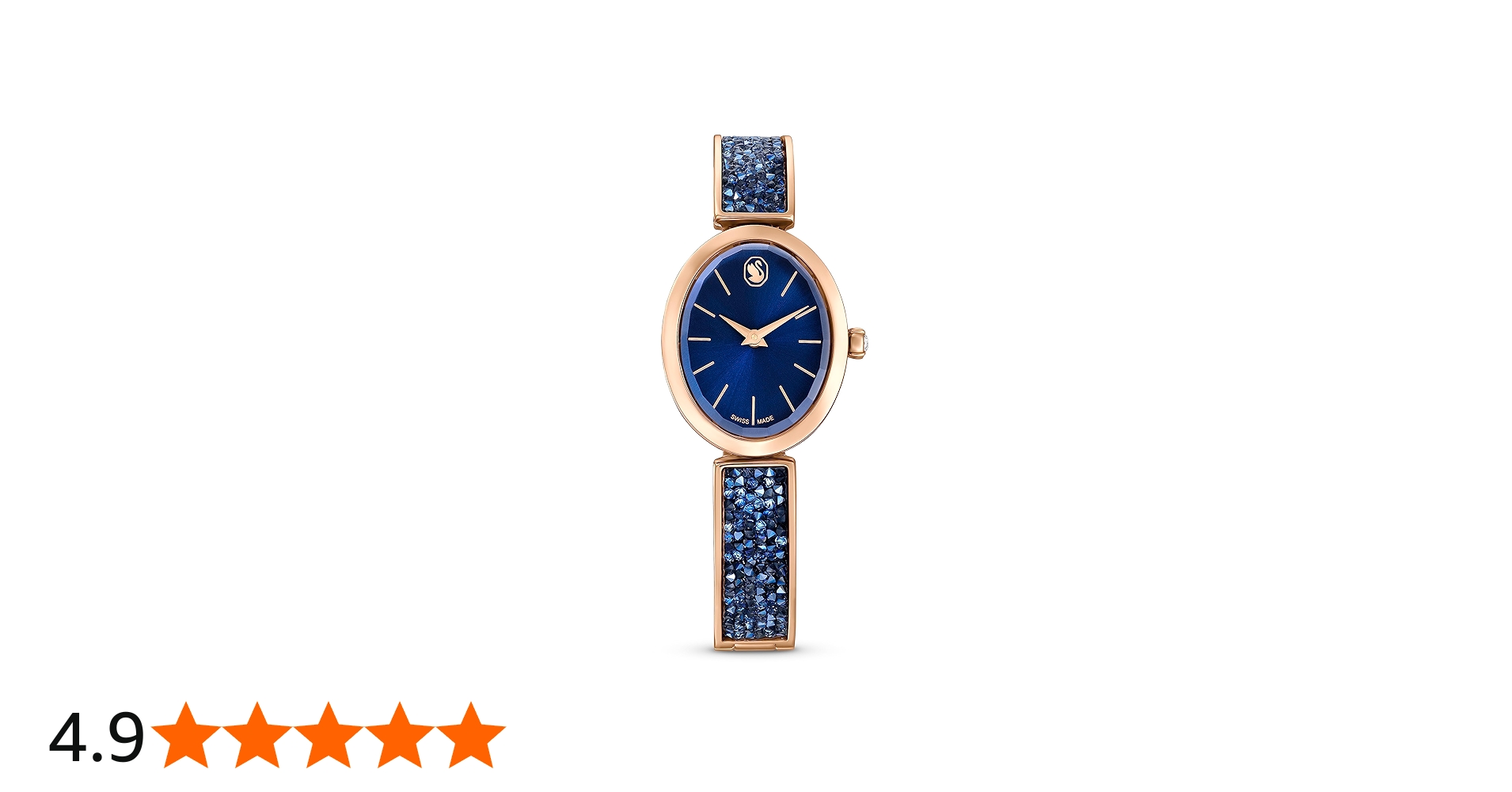 Swarovski Crystal Rock Oval watch, Swiss Made, Metal bracelet