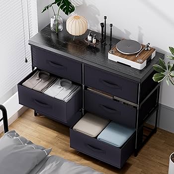 Amazon.com: GcdPai Dresser with 6 Fabric Drawer Leather Desktop