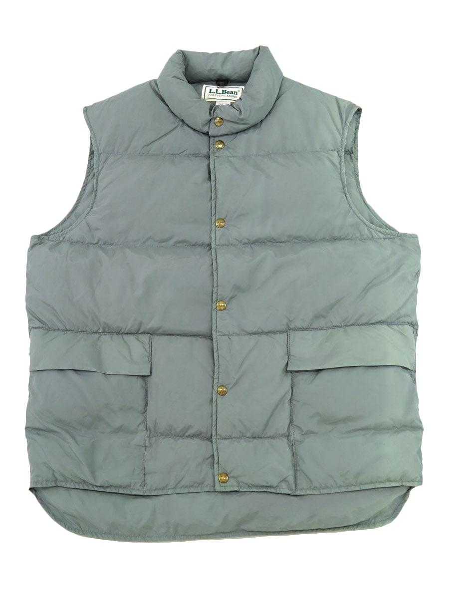 80's～ L.L.BEAN 2ポケ ダウンベスト セージグレー 表記(L-LONG) USA製
