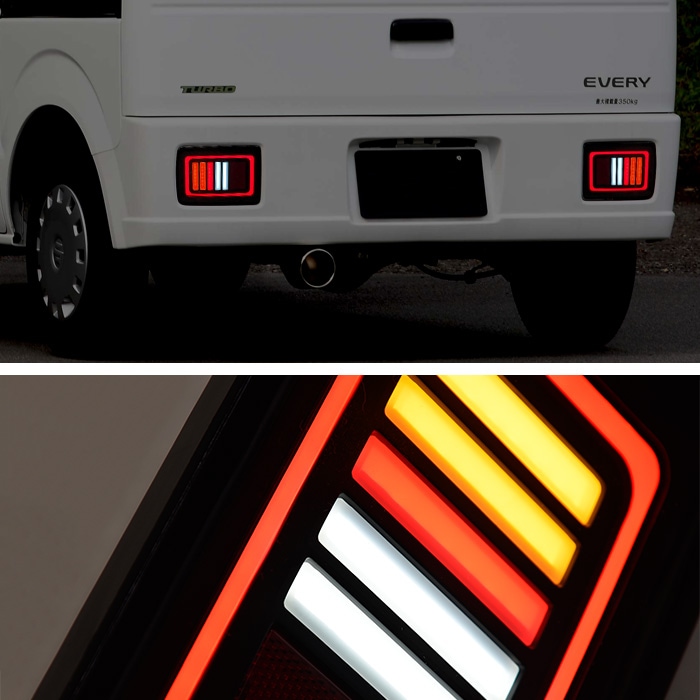 エブリイバン DA64V DA17V フルファイバー LEDテールランプ クリア