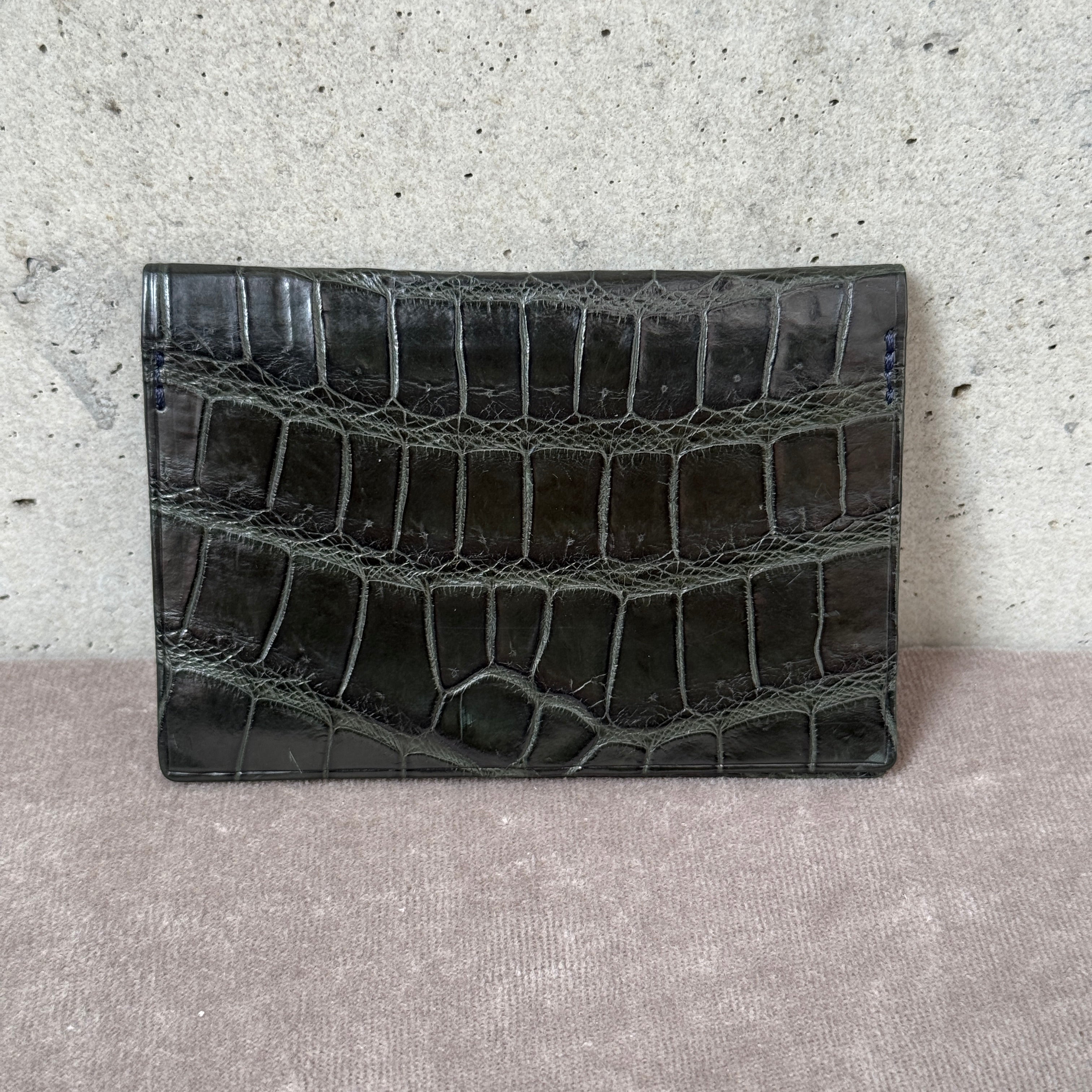 カードケース｜クロコダイル｜オール無双仕立て｜マットグリーン – 松下庵