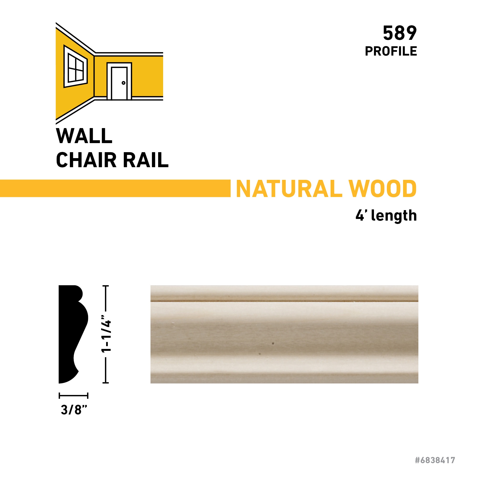 Ornamental Mouldings 1-1/4-in x 4-ft Unfinished Poplar 589 Chair