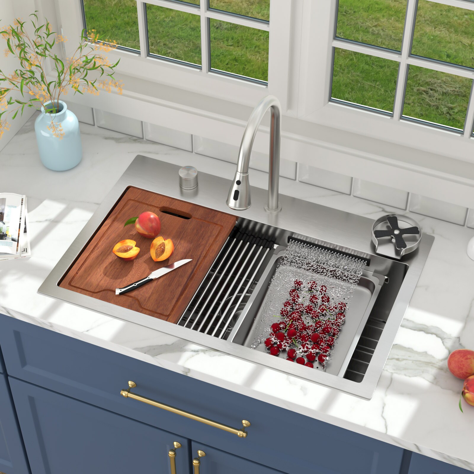 Lordear Drop-in 31.5-in x 20.5-in Stainless steel Single bowl 16