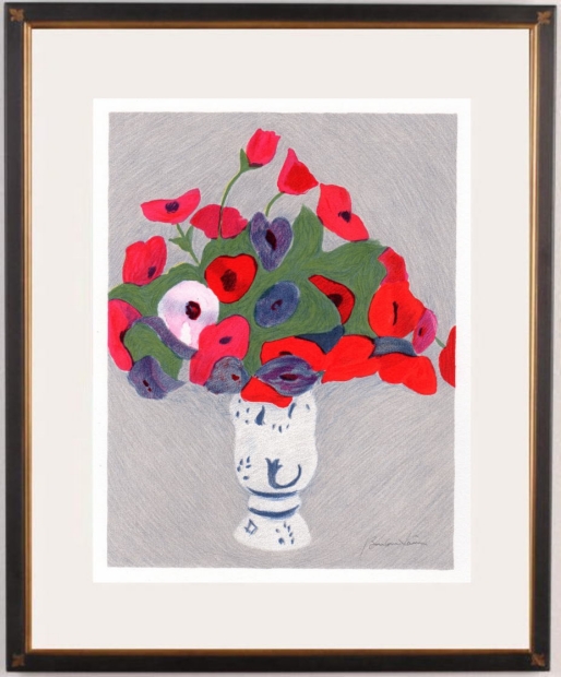 花の絵画をリトグラフの版画で制作したピエール・ボンコンパンの花の絵