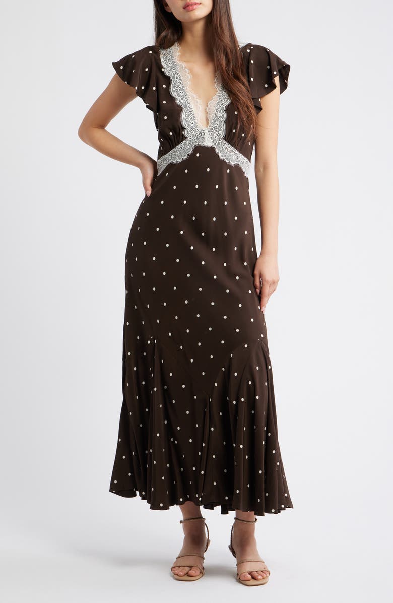 Rails Mattia Lace Trim Polka Dot Maxi Dress | Nordstrom