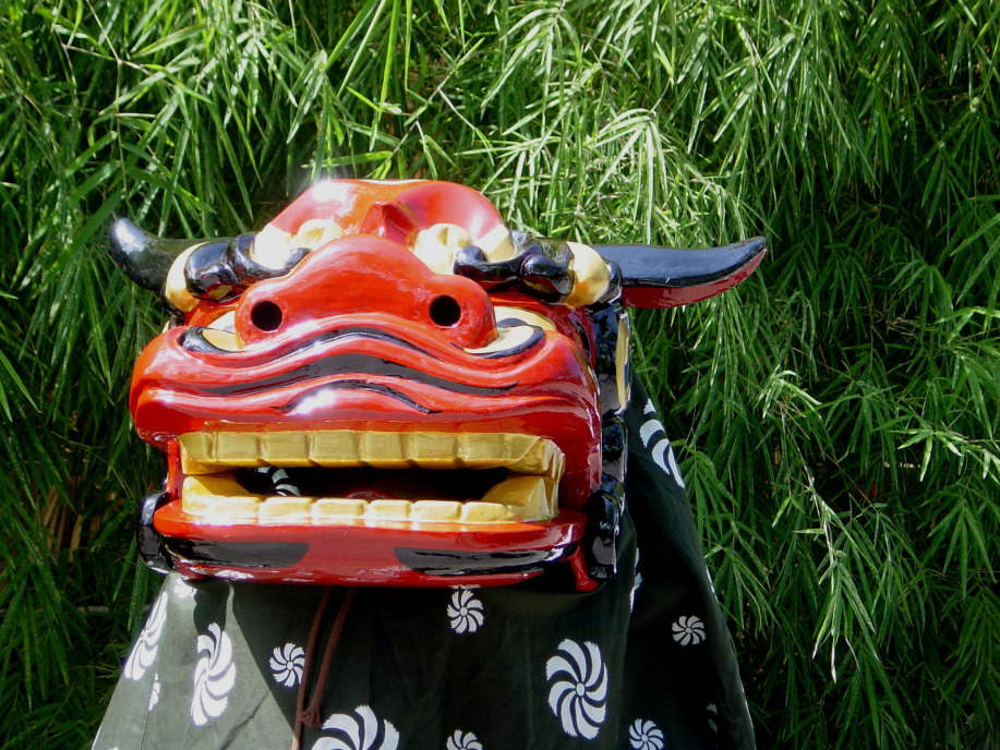 七瀬中町神楽保存会獅子頭-獅子舞