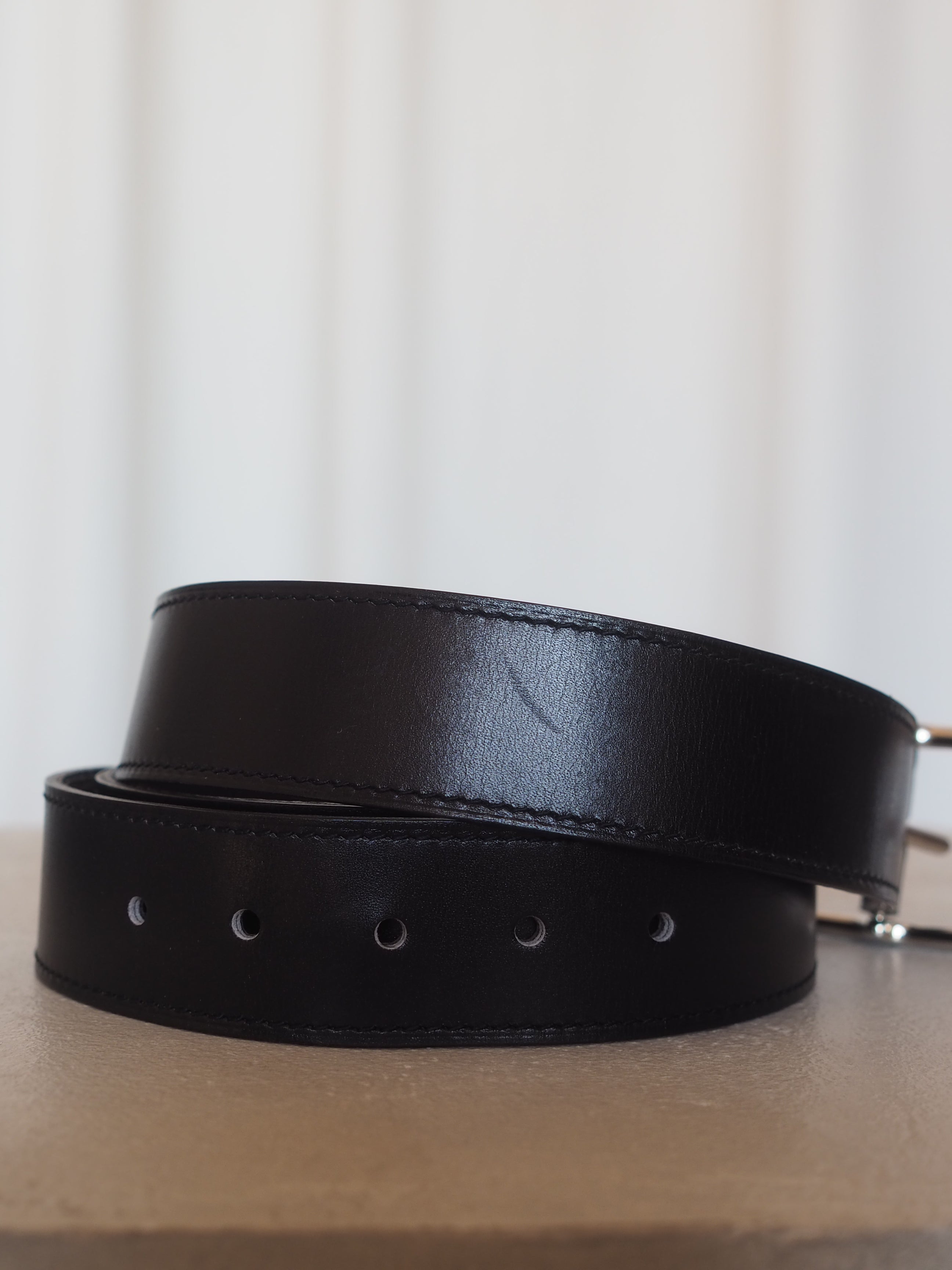 HERMES エルメス ケープコッド ベルト サイズ90 シルバー ブラック