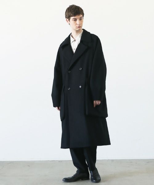 suzuki takayuki スズキタカユキ stand-fall-collar coatⅠ[A252-24/black]