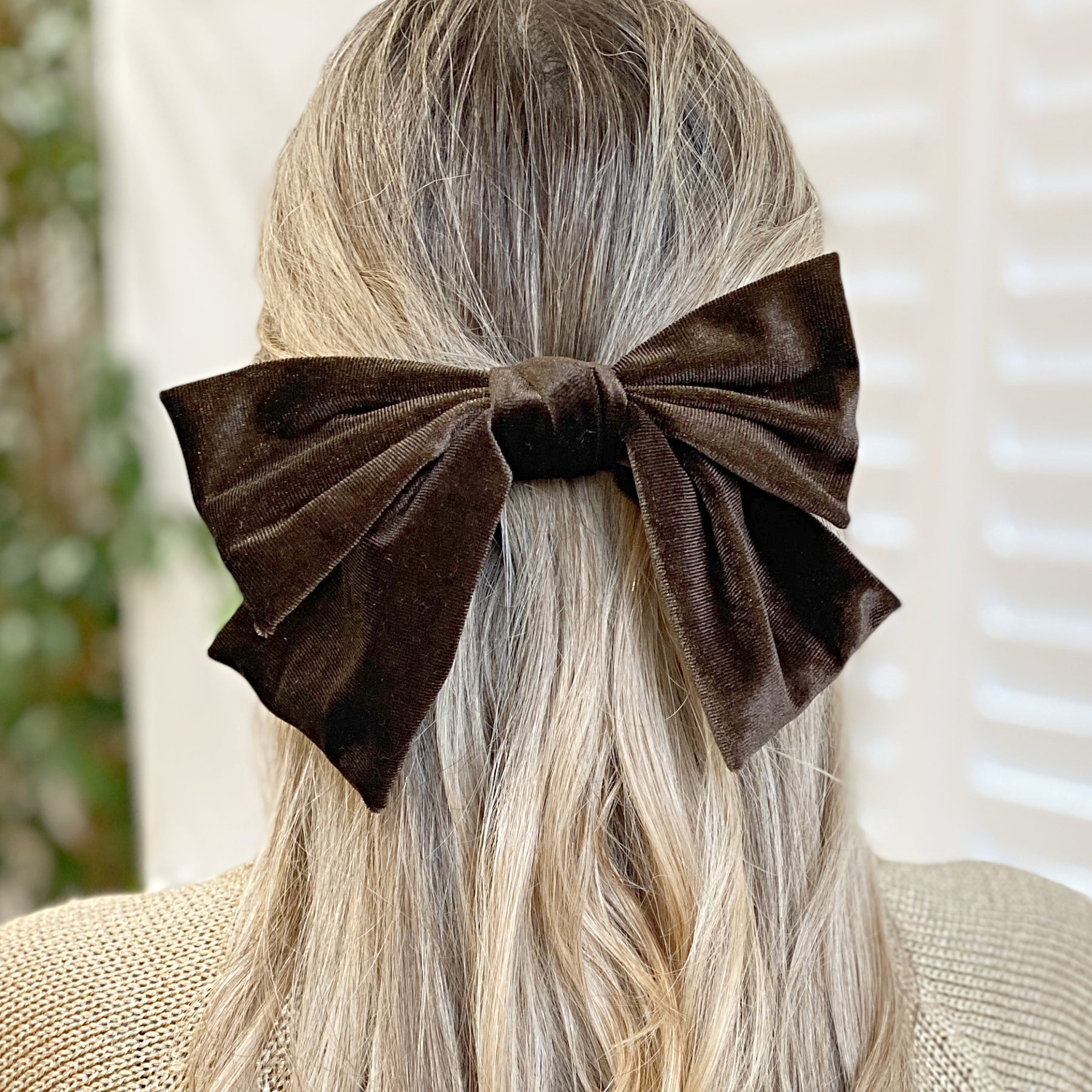 Brown Hair Bow Velvet Bow Hair Clip | Brown Hair Clip – QueenMee
