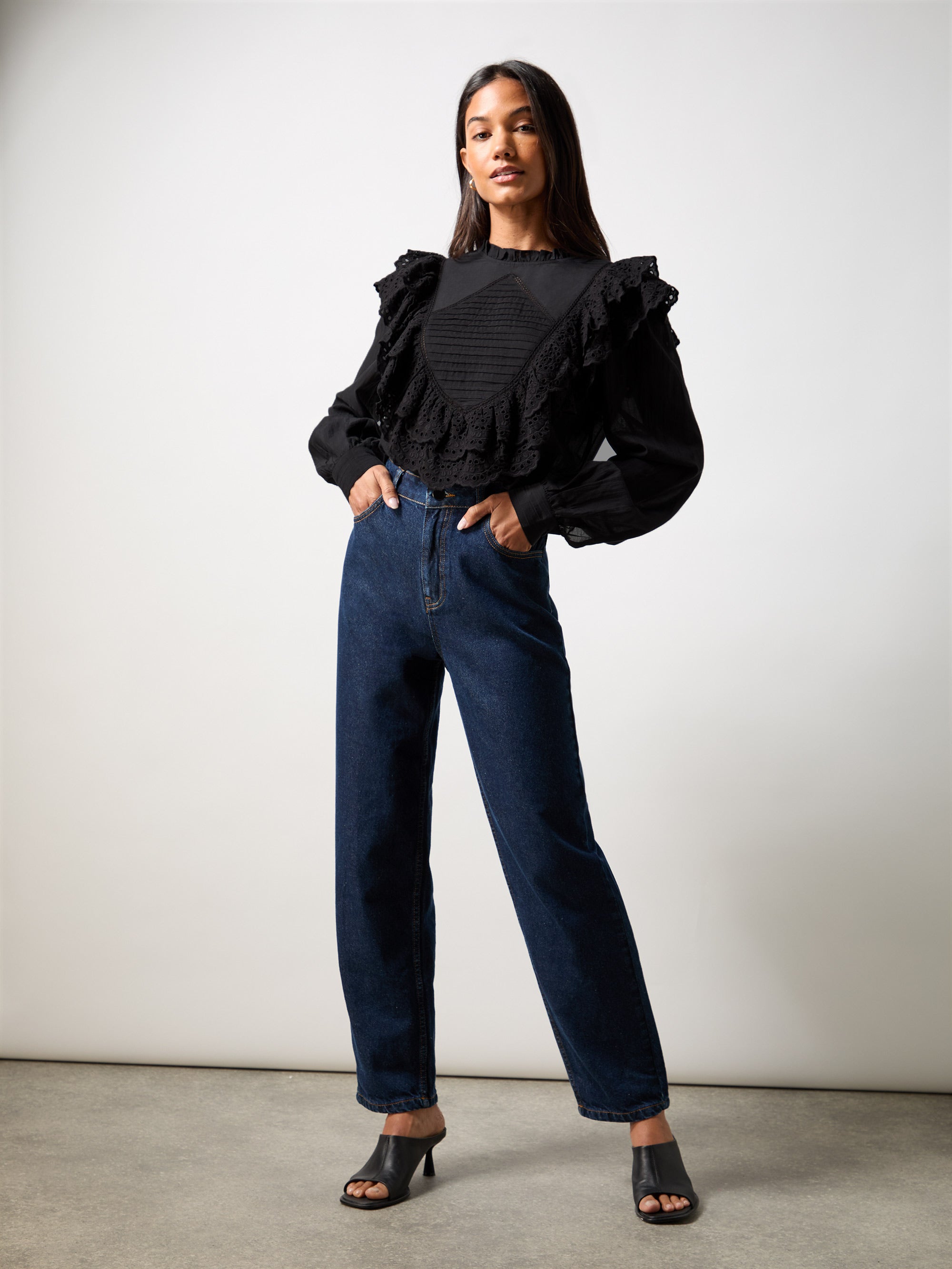 Black Frill Front Blouse – Ro&Zo