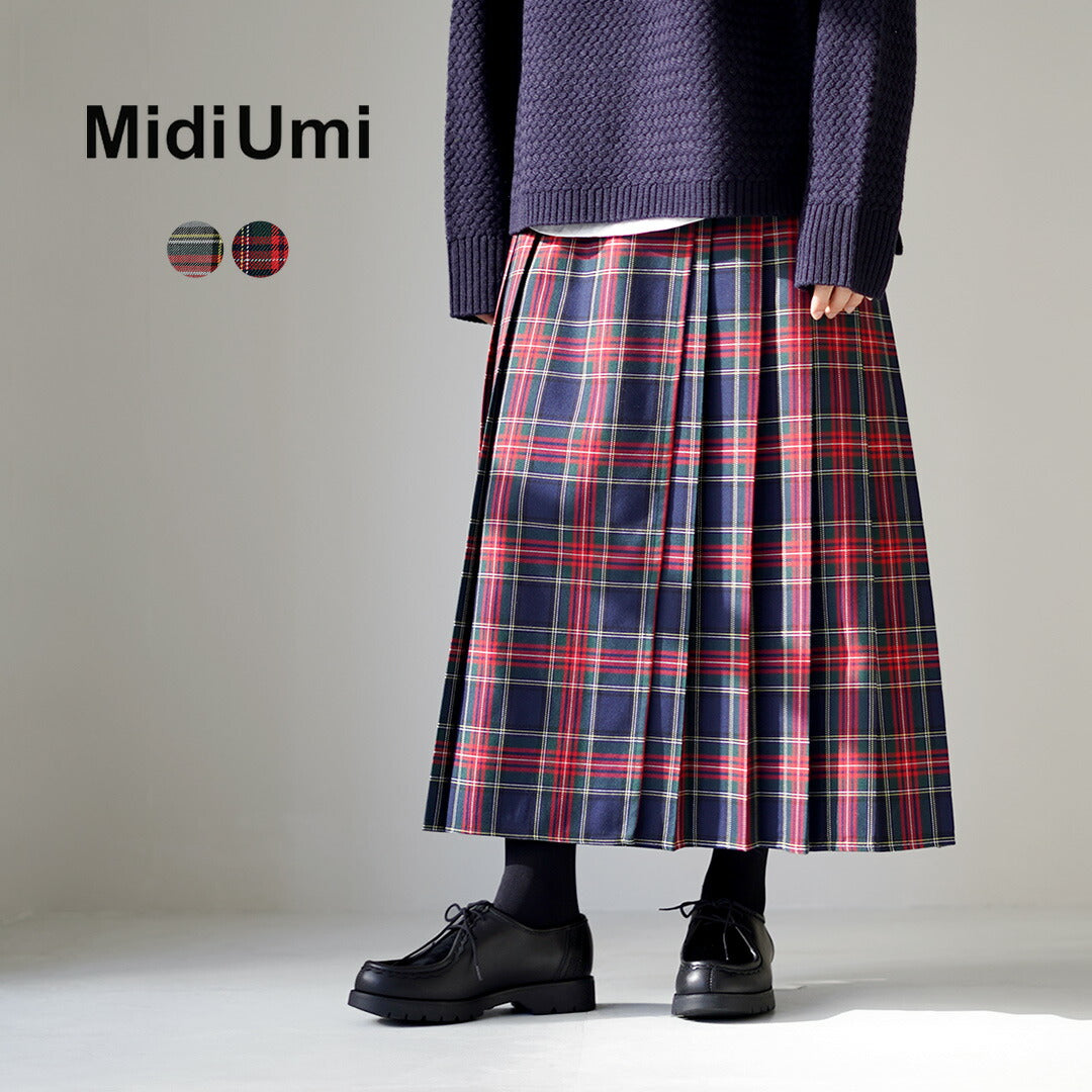 MIDIUMI（ミディウミ） ラップ プリーツ スカート / タータンチェック