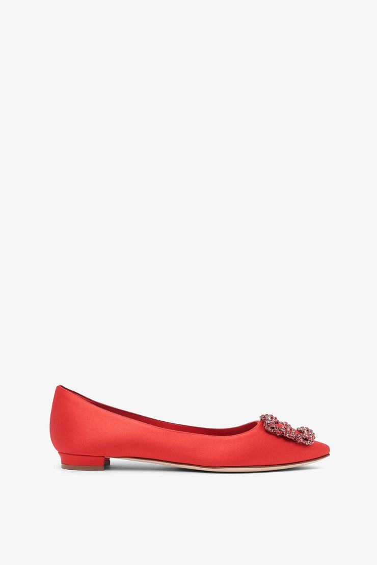 Manolo Blahnik | Hangisi red satin flats | Savannahs