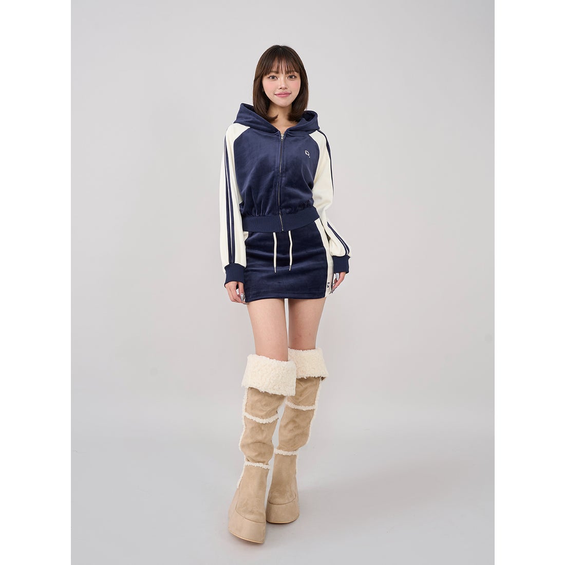 ダーリッチ Darich フェイクムートンニーハイブーツ （アイボリー