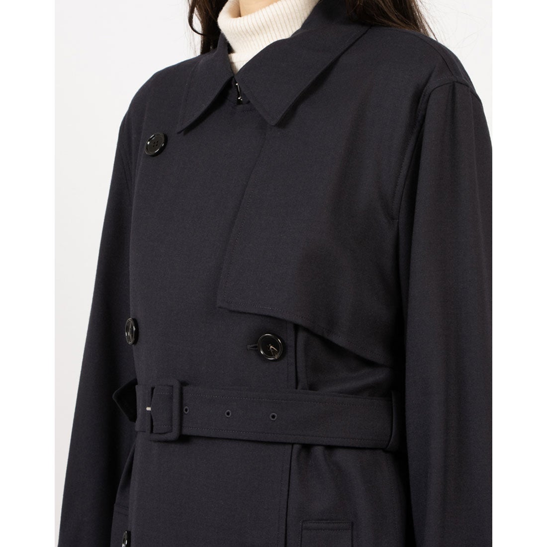 セオリー Theory Wool PL Flannel Relaxed Trench （ネイビー系