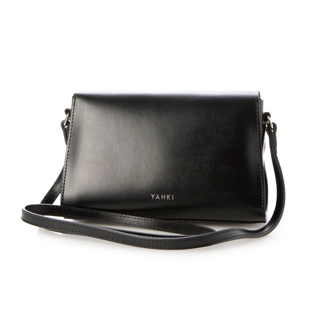 ヤーキ YAHKI ダブルフェイスレザーフラップショルダーバッグ （BLACK
