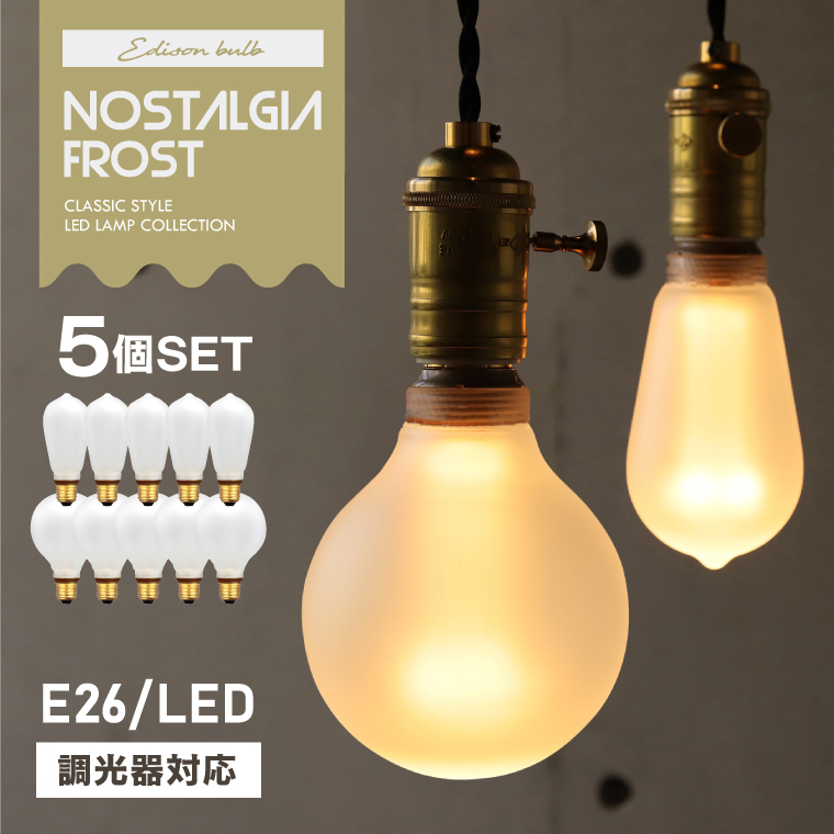 EdisonBulb 5個セット エジソンバルブLED電球 調光器対応 ノスタルジア