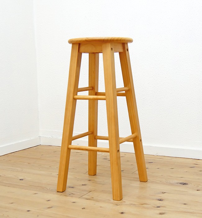ラッカー塗装 カントリーパインスツール Lサイズ 座面70cm 組立品 無垢