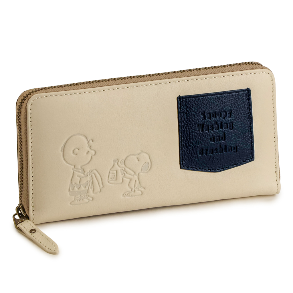 SNOOPY（スヌーピー） 長財布 レディース 本革 ラウンドファスナー
