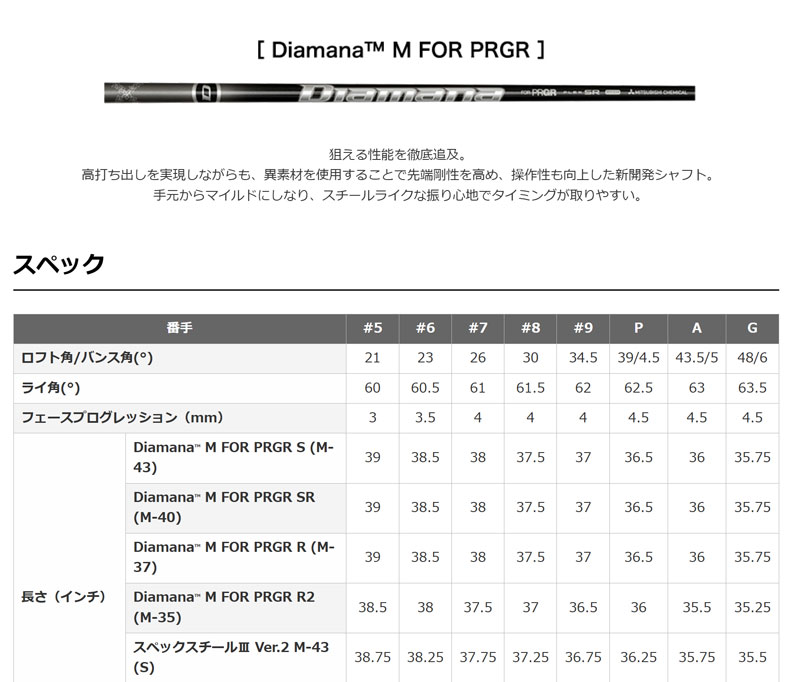 PRGR（プロギア） 03 アイアン（#7-PW、AW 5本セット）（スペック
