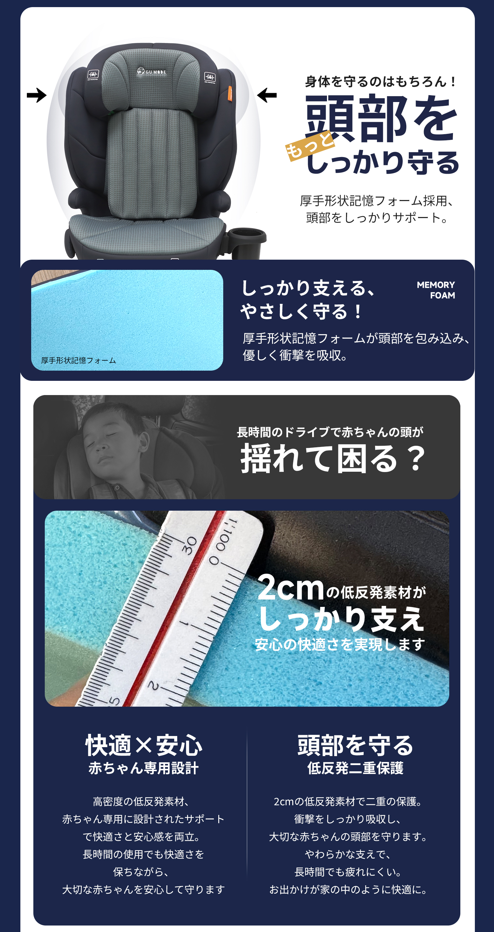 GU MODE ジュニアシート チャイルドシート R129適合／ISOFIX・シート