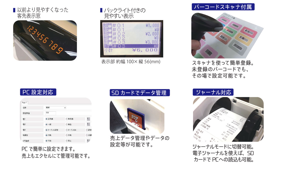 クローバー電子 レジスター JET-680 感熱紙タイプ バーコードスキャナ