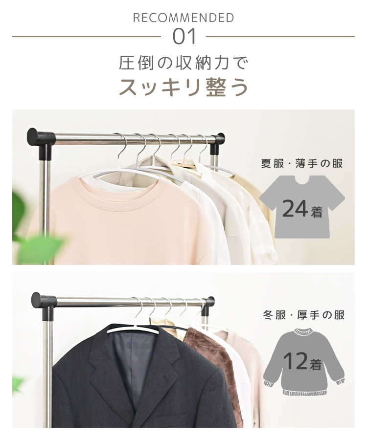 WEIMALL（ウェイモール） ハンガーラック キャスター付き 耐荷重20kg
