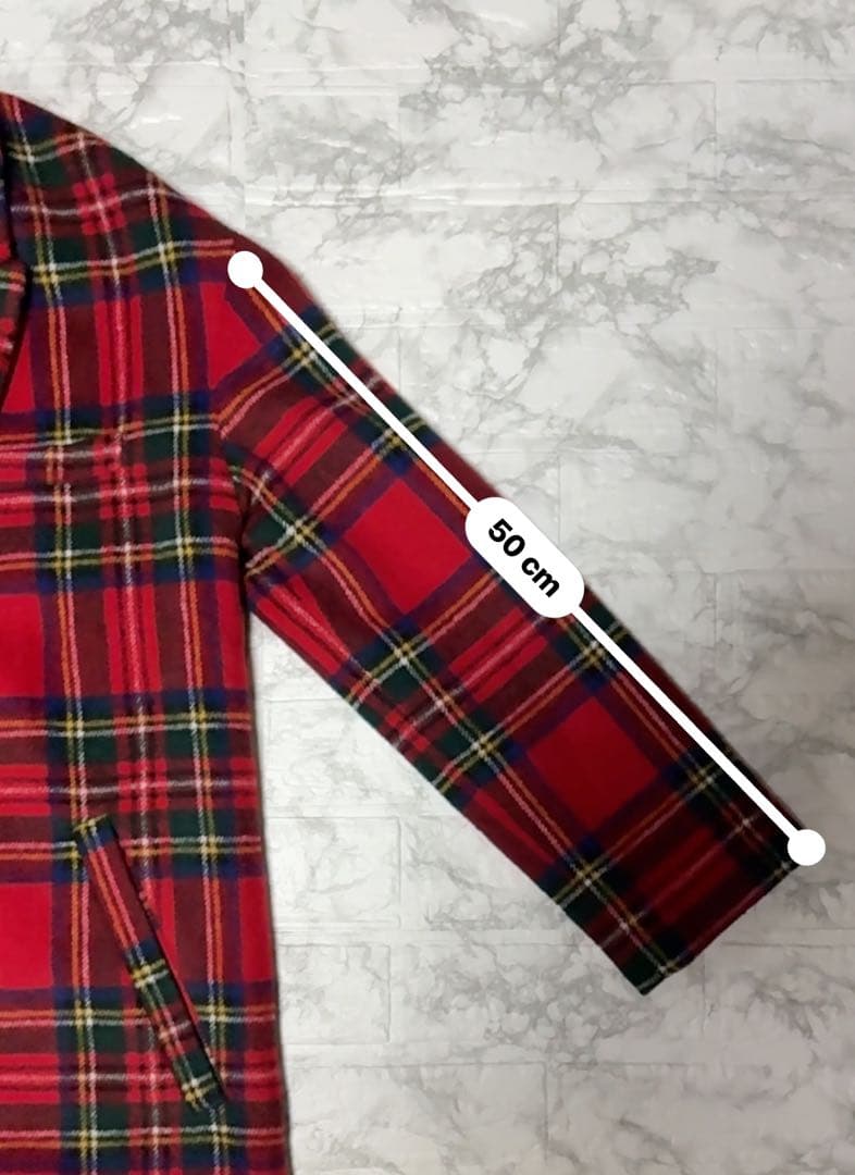 ZARA TRF タータンチェック柄 ロングコート チェスターコートS〜M赤