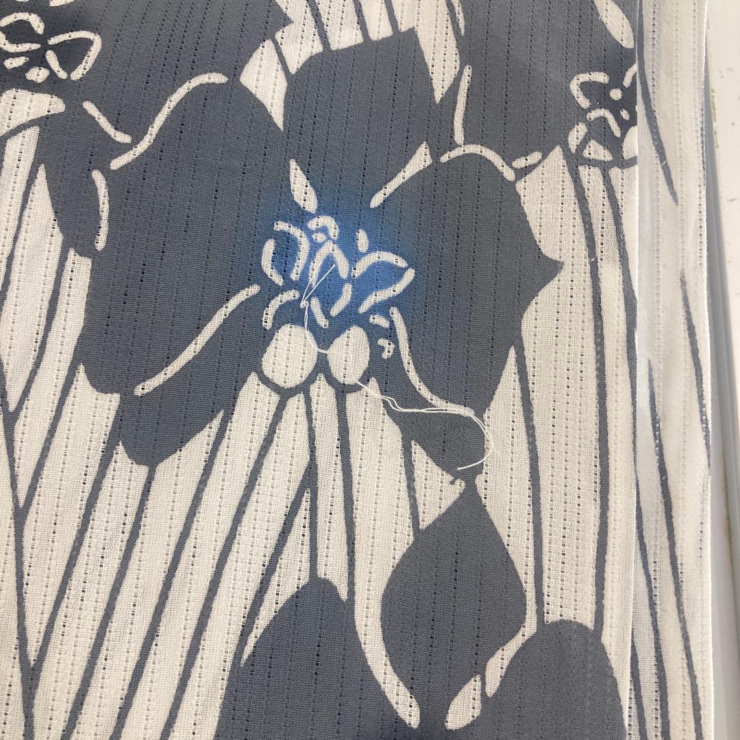 浴衣 綿絽 浜松本染青い花柄