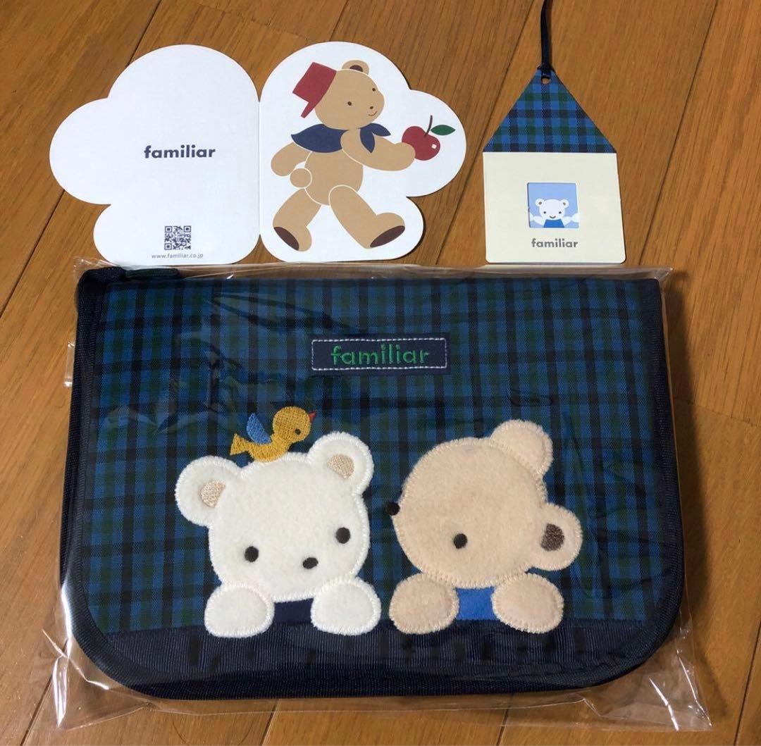 新品☆ 001 ファミリア 母子手帳ケース 緑チェック ポーチ Sサイズ