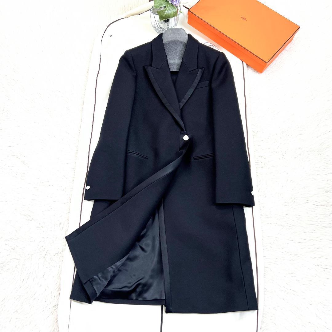 ★HERMES★新品未使用★ウールシルク★最高級フォーマル★コート HERMES チェスターコート 38 ネイビー ウール シルク | MixTHINKS