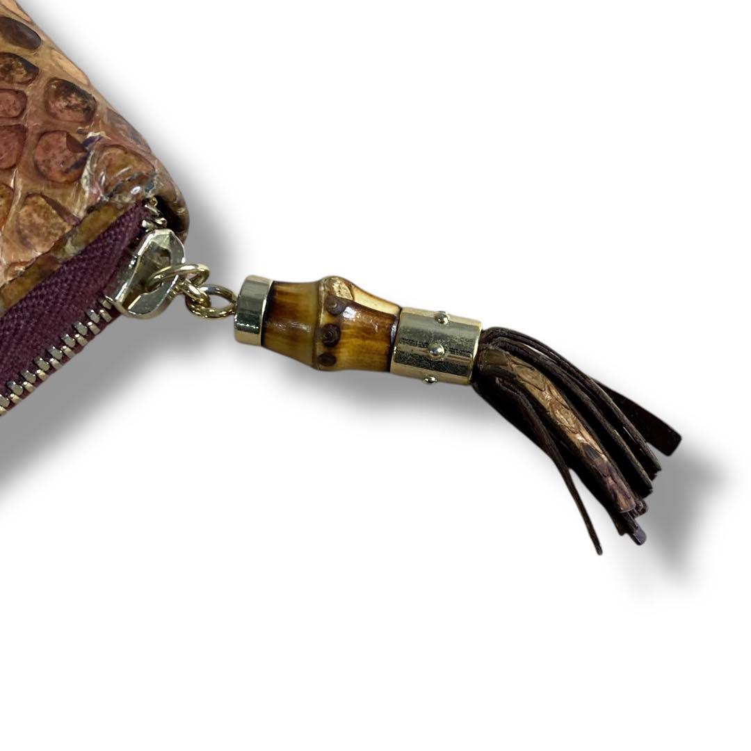美品 GUCCI グッチ パイソン 長財布 バンブー ビンテージ ジップ