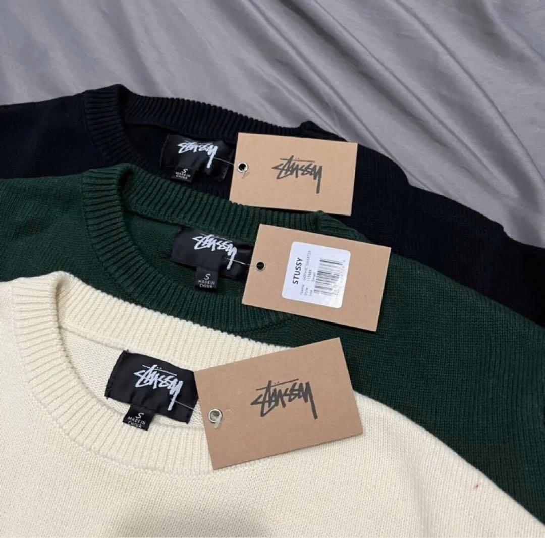 STUSSY CURLY SWEATER緑ニット セーターユニセックス男女兼用M - メルカリ