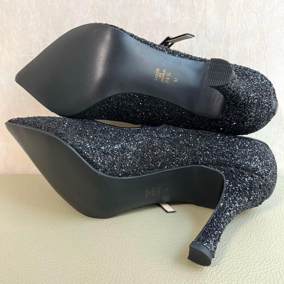 ✨新品✨DIANA グリッター パンプス ポインテッドトゥ ブラック 24.5