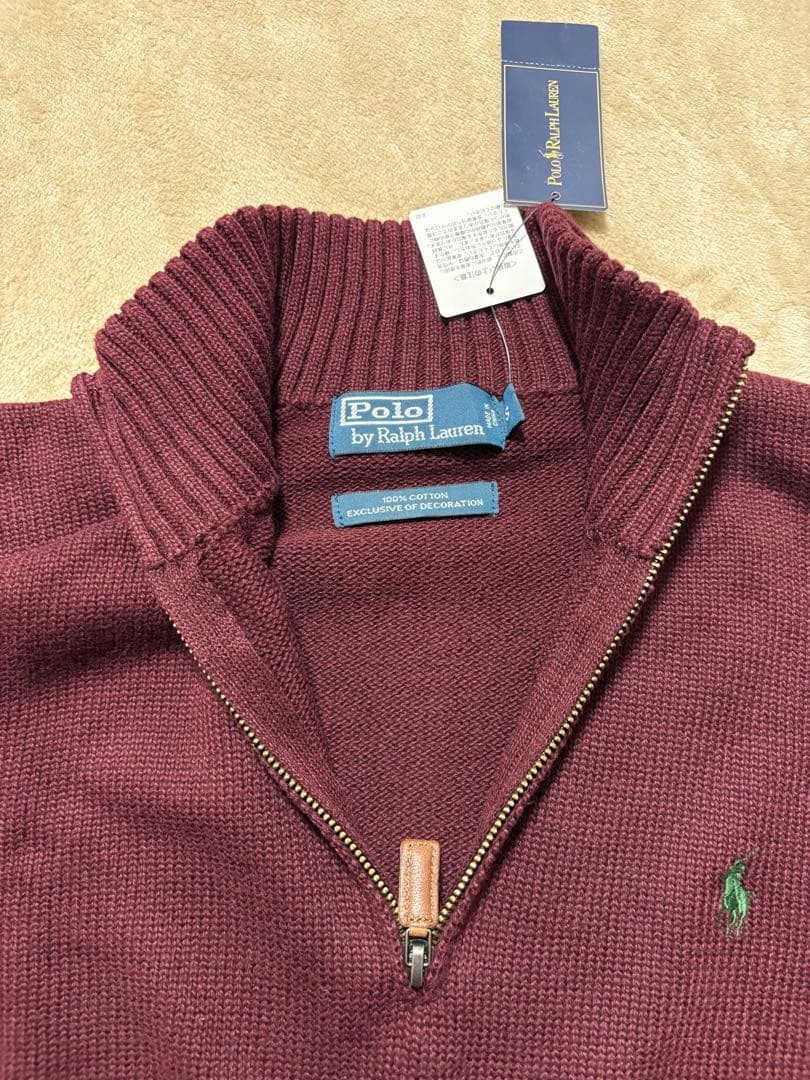 Polo Ralph Lauren バーガンディ ハーフジップセーター - メルカリ