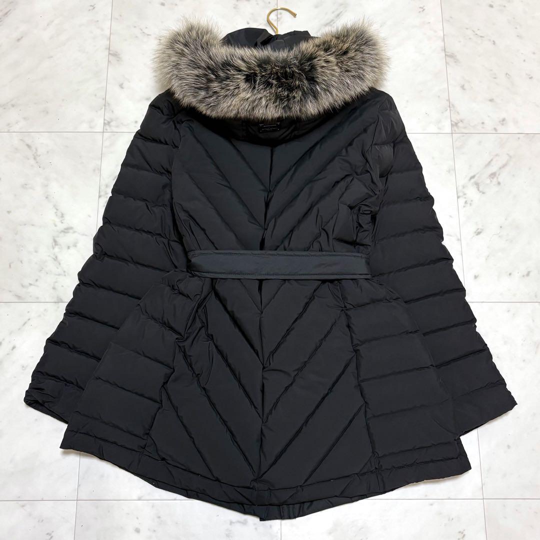 BALMAIN フォックスファー ミドル丈 ダウンコート フード ベルト付き M