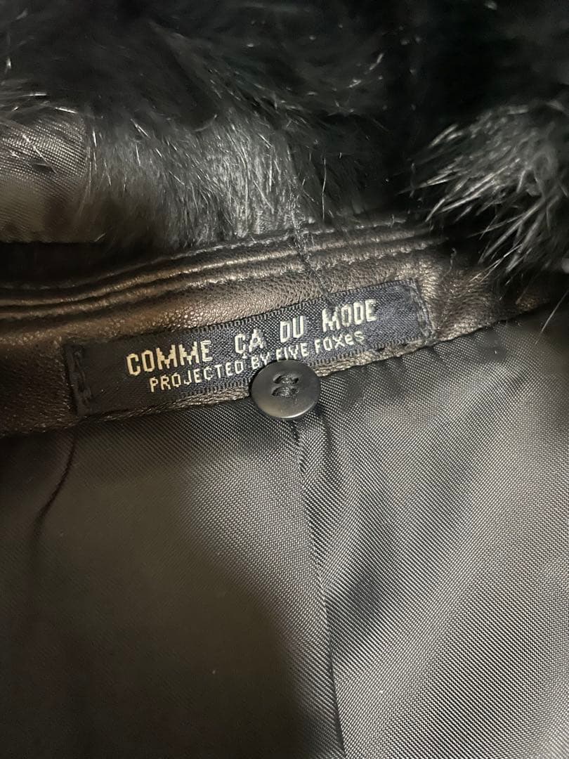 COMME CA DU MODE ファー 付レザーコート 黒 M - メルカリ