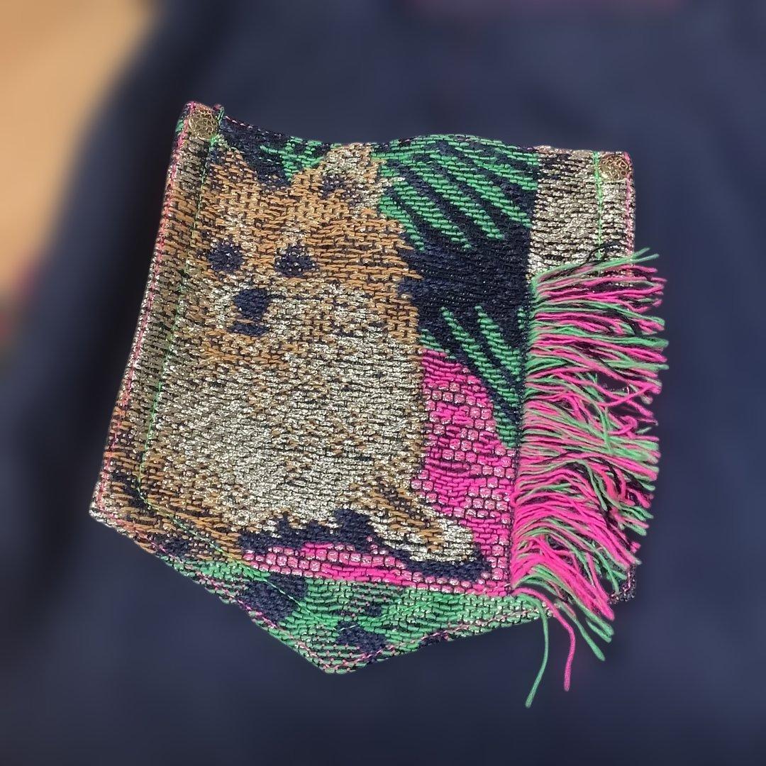 ♡定価57200円銀座マギー犬の刺繍 フリンジ付きタイトスカート未使用品