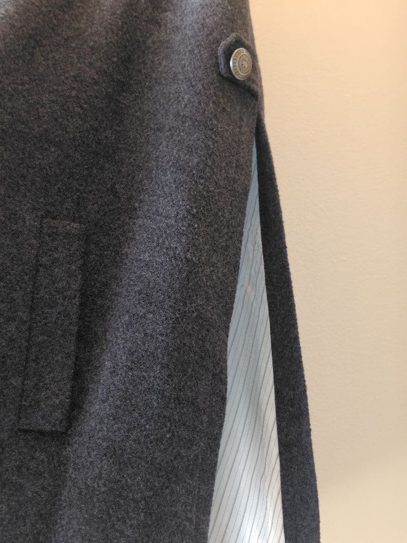 美品☆Brooks Brothers ポンチョ ケープコート ロゴボタン グレー