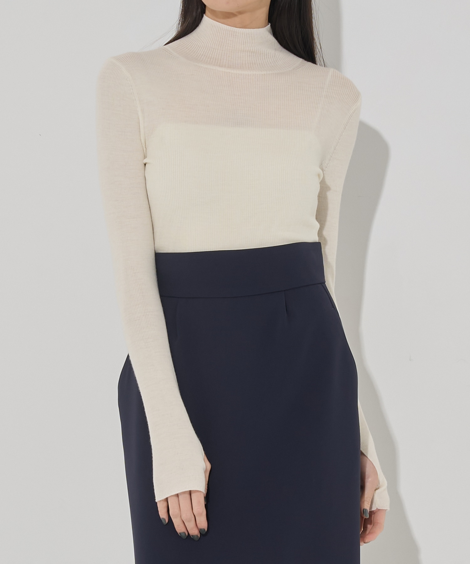 Super 120s Rib Knit Top(FREE OFF WHITE): STUDIOUS: WOMENS